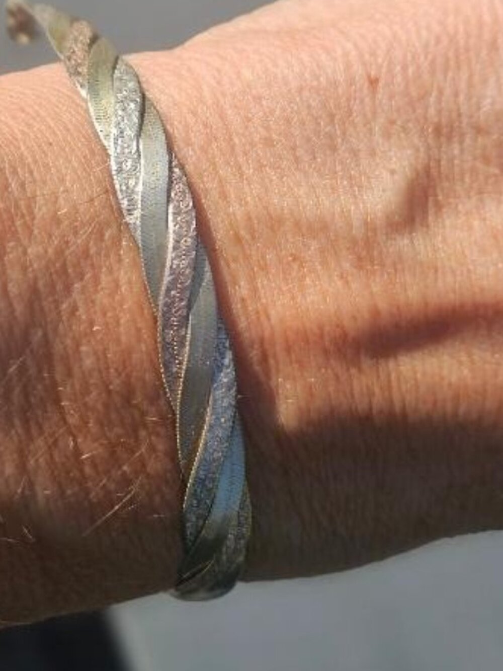 Tri - Color Sterling Italy Bracelet - Picture 3 of 12